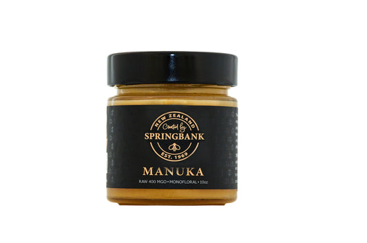 400 MGO Manuka Honey 10oz Round Glass - Springbank Honey