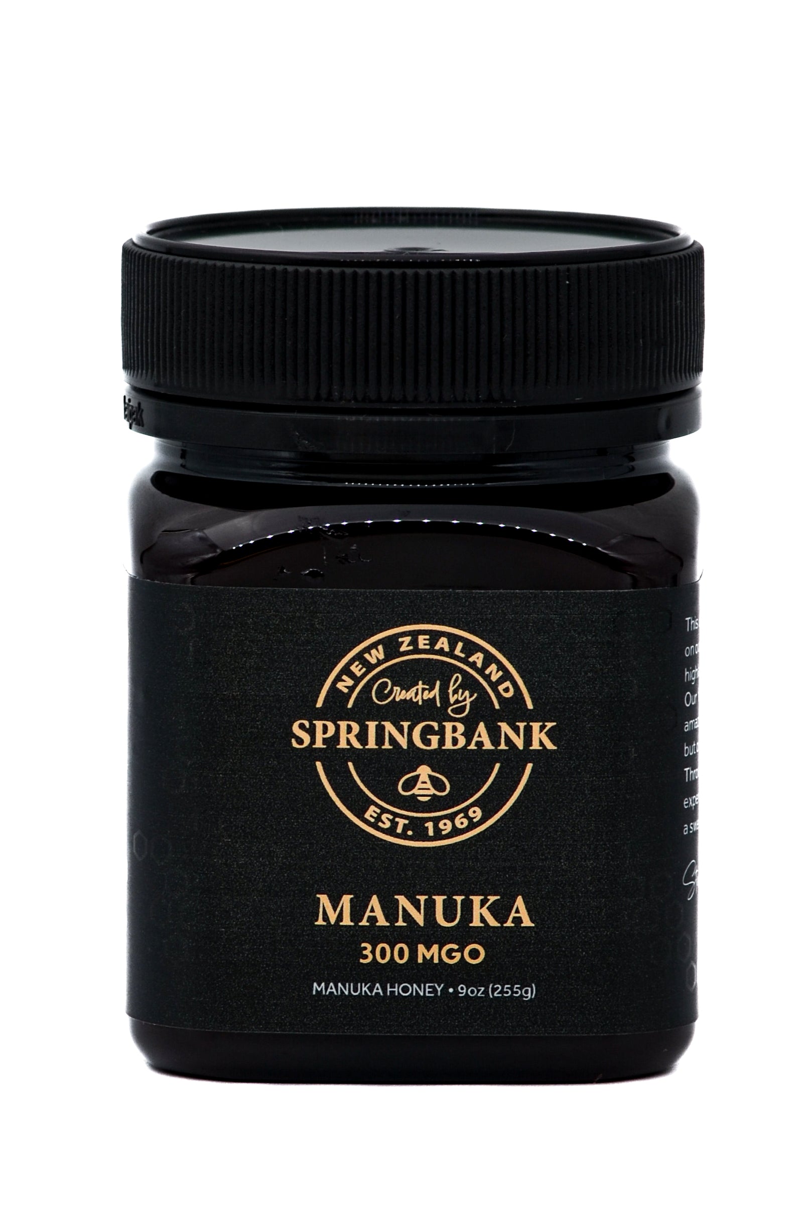 300 MGO Manuka Honey 9oz Square Jar - Springbank Honey