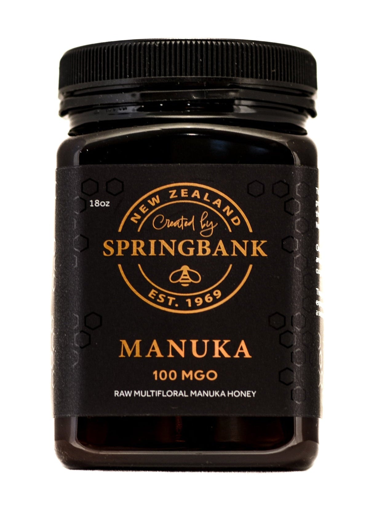 100 MGO Manuka Honey 18oz Square Jar - Springbank Honey